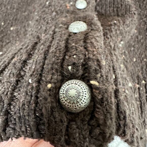 J Jill Cardigan Sweater XS Fair Isle Nordic Thanksgiving Brown Orange See Pics - Picture 3 of 8